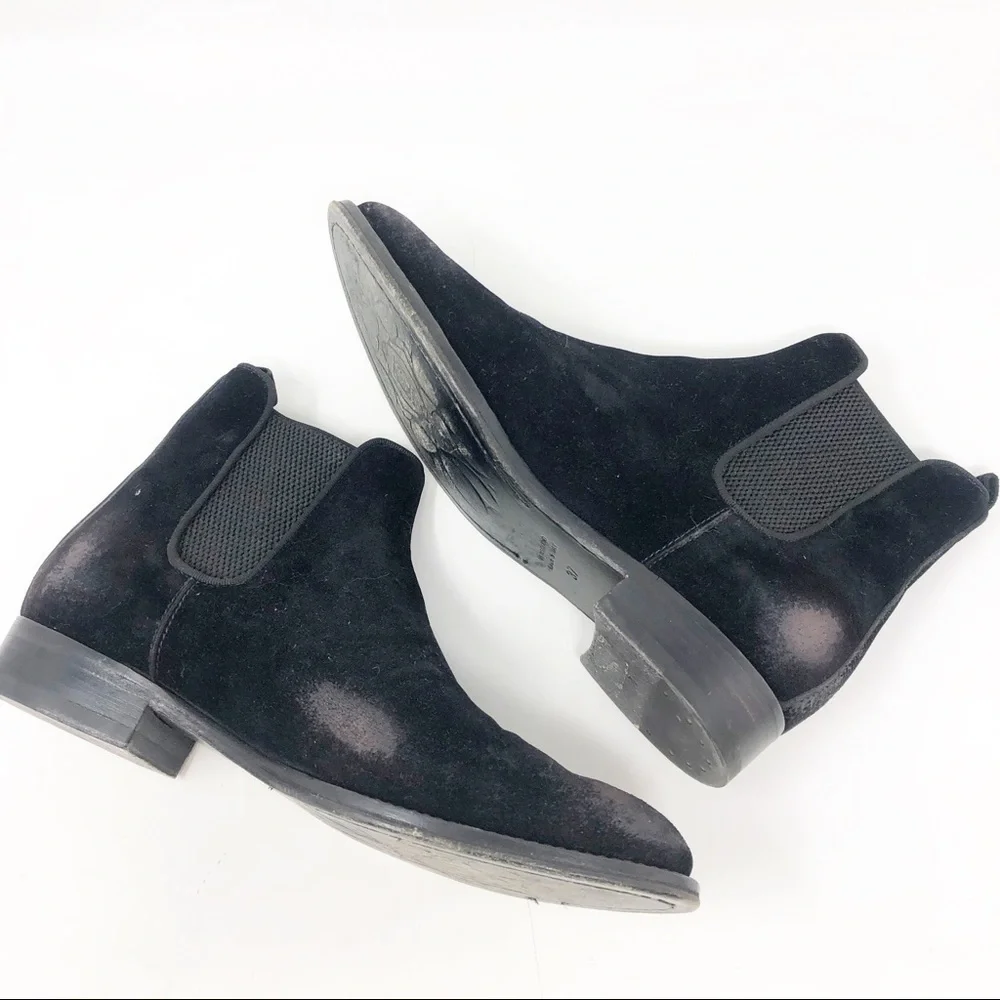 JO GHOST BLACK MADE IN ITALY DISTRESSED VELVET SLIP ON BOOTIES WOMENS SZ 7